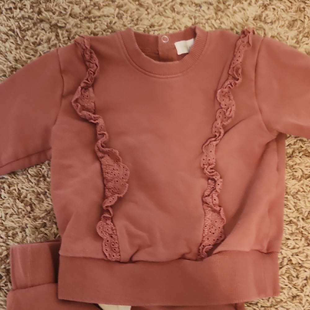 Pink Ruffled Baby Sweatsuit Set - Picture 3 of 5